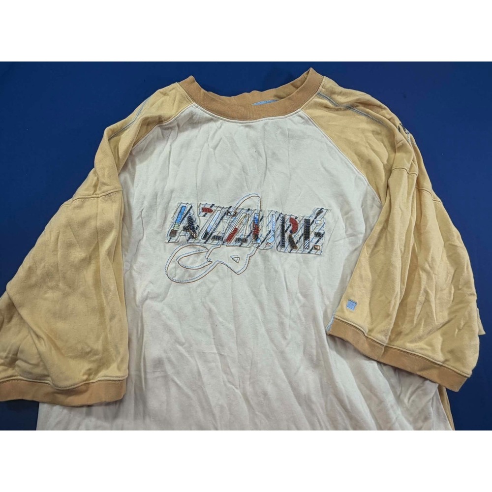 Vintage Y2K Azzure Knit Shirt‎ Size 3XL Yellow White